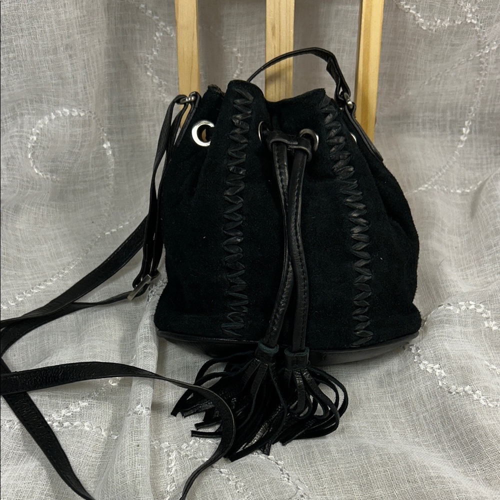 Firenze Bella leather drawstring cute soft leather and suede shoulder bag